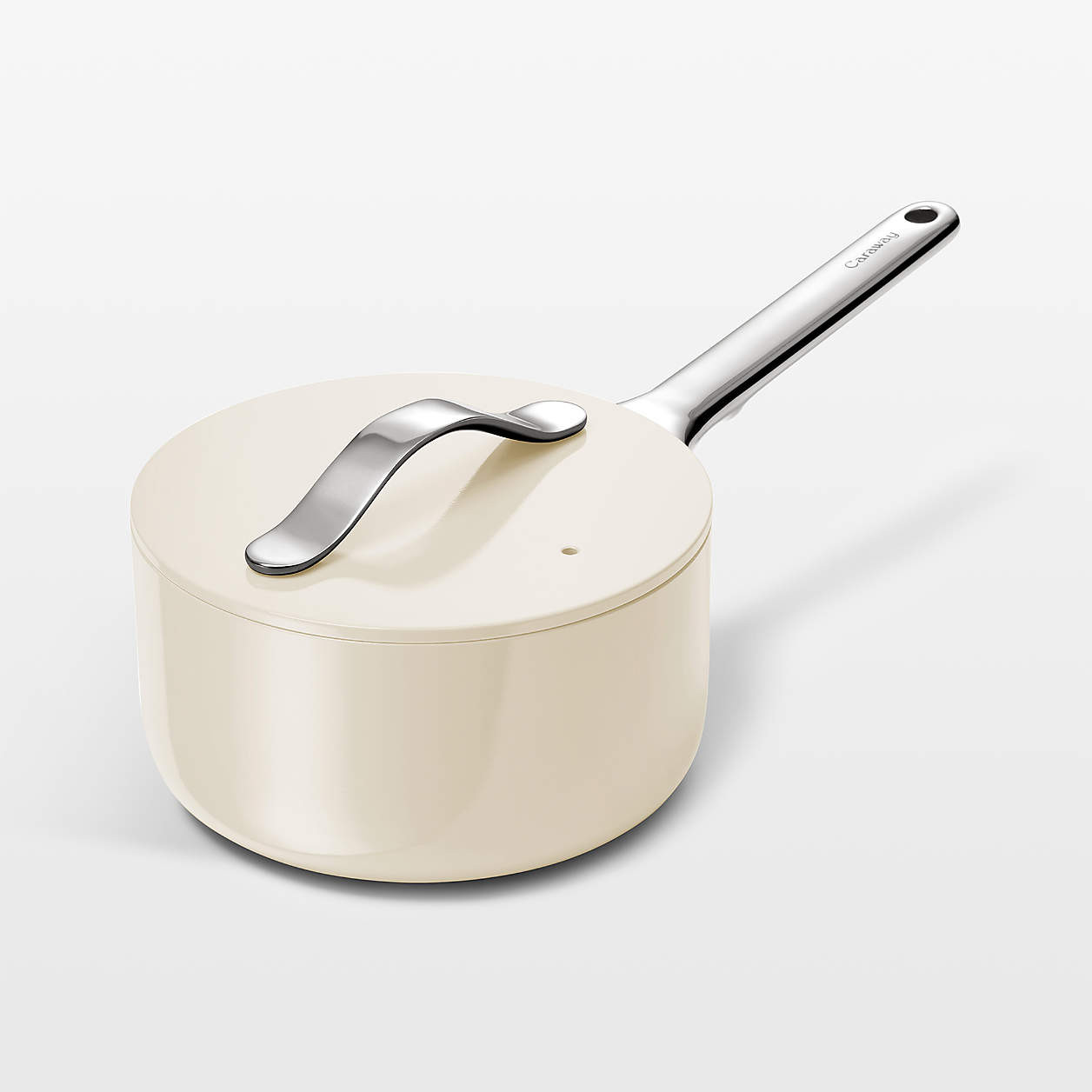 Caraway Cream 1.75-Qt. Ceramic Non-Stick Mini Saucepan + Reviews | Crate & Barrel | Crate & Barrel