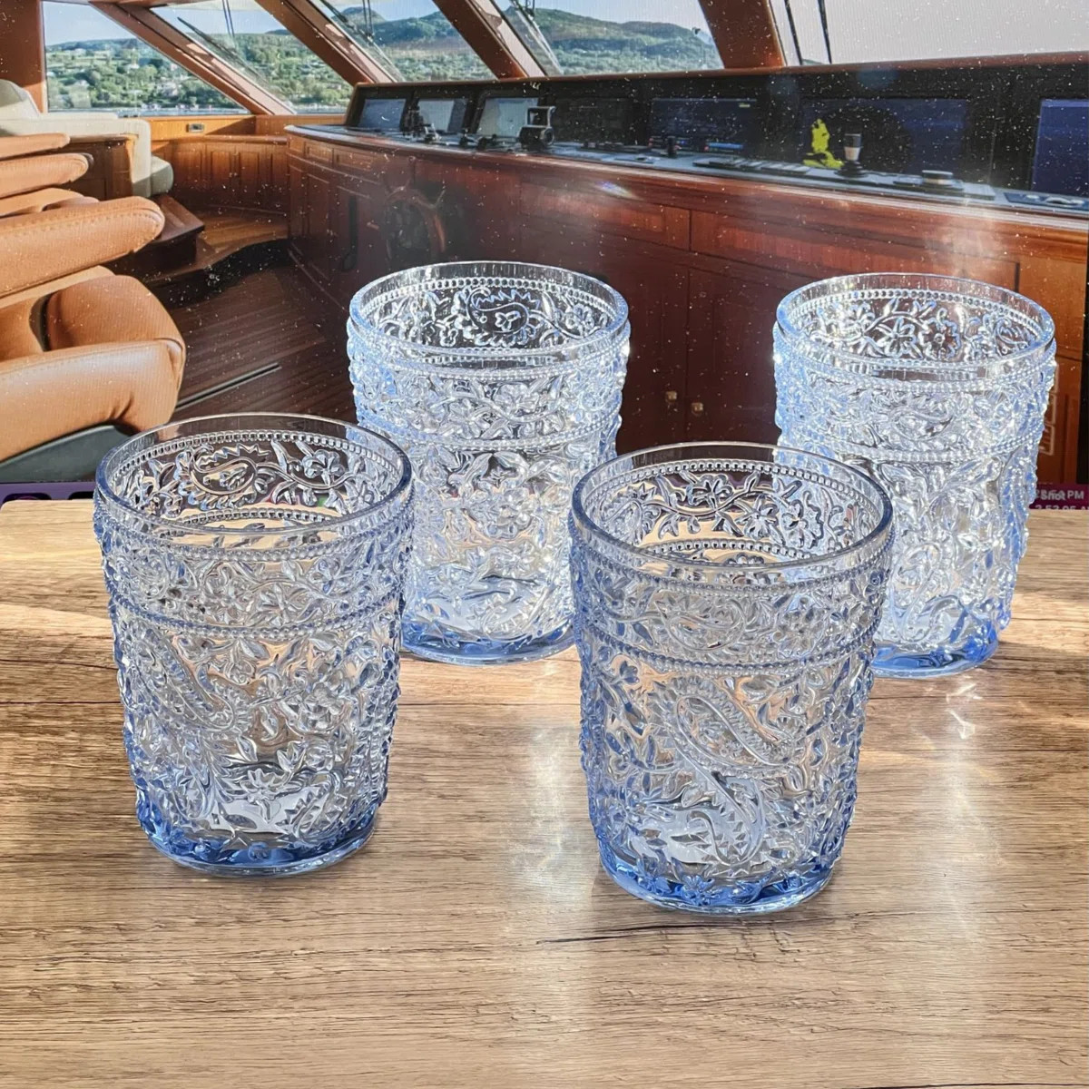 Paisley Acrylic Glasses Drinking Set Of 4 Dof (13oz), Plastic Drinking Glasses, Bpa Free Cocktail... | Wayfair North America