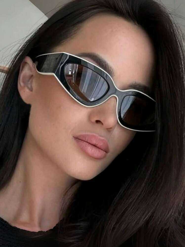 New Vintage Cat Eye Splice Color Fashion Glasses, Unisex Simple Outdoor Versatile Beach Party Runway Street Style Glasses, Suitable For Daily Wear For Summer Beach Vacation,Outdoor,Travel | SHEIN