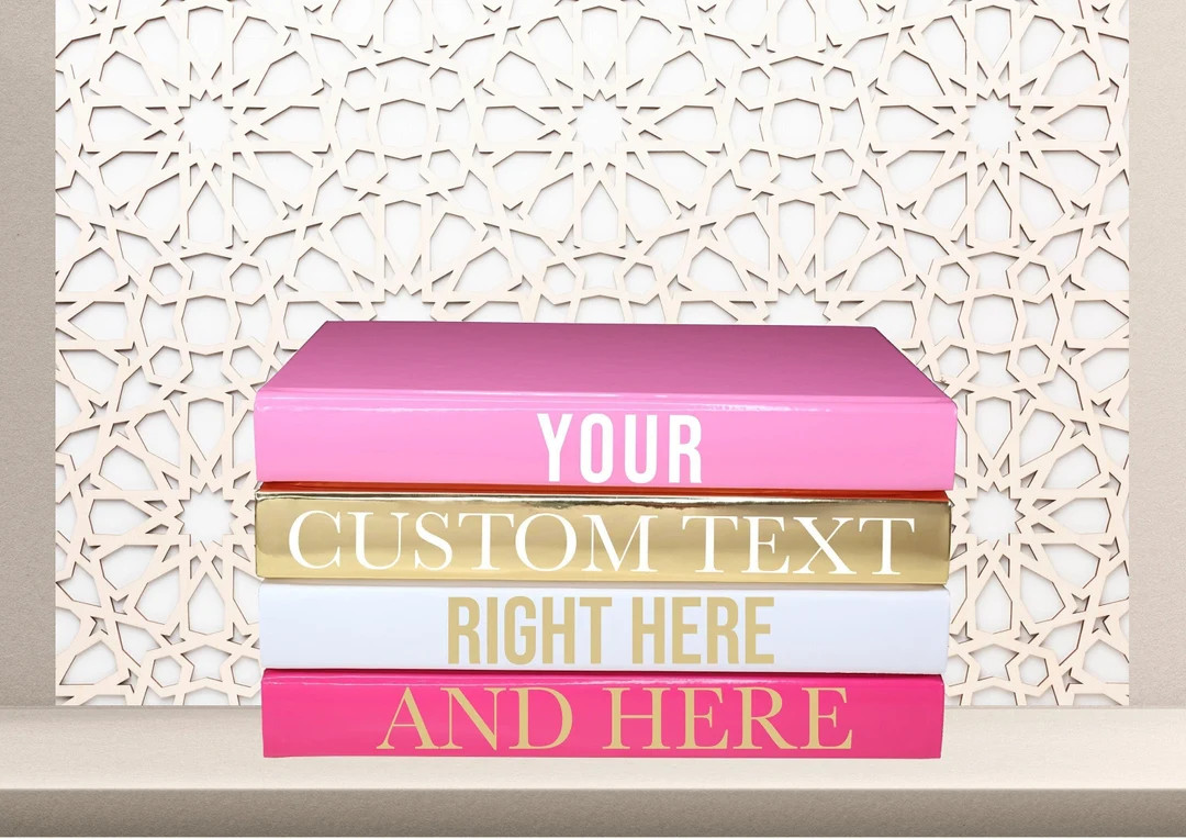 4 Pink Gold BOOK Set Designer Custom Books for Home Shelf Decor , Blank Pages - Etsy | Etsy (US)