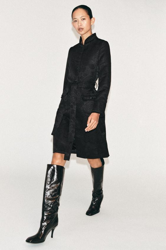 ZW COLLECTION JACQUARD MIDI COAT | Zara US