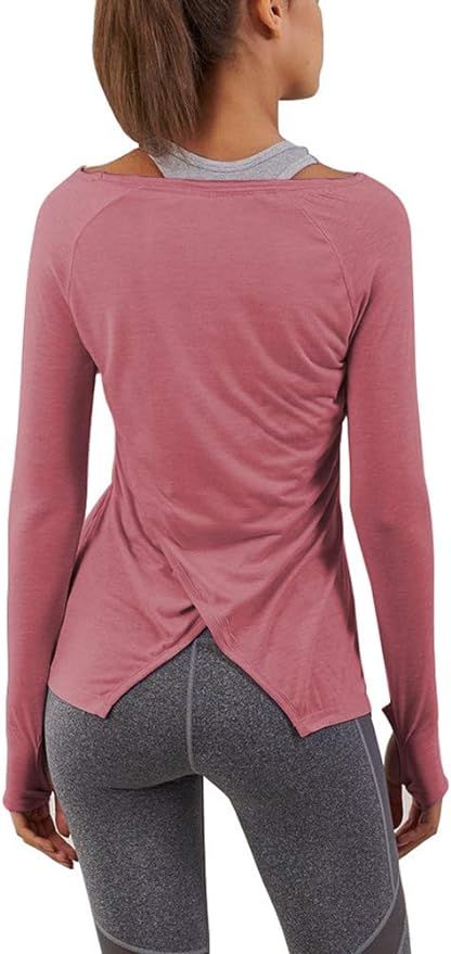 Bestisun Long Sleeve Yoga Workout Tops Lightweight Thumbhole Shirts Athletic Wear for Women | Amazon (US)