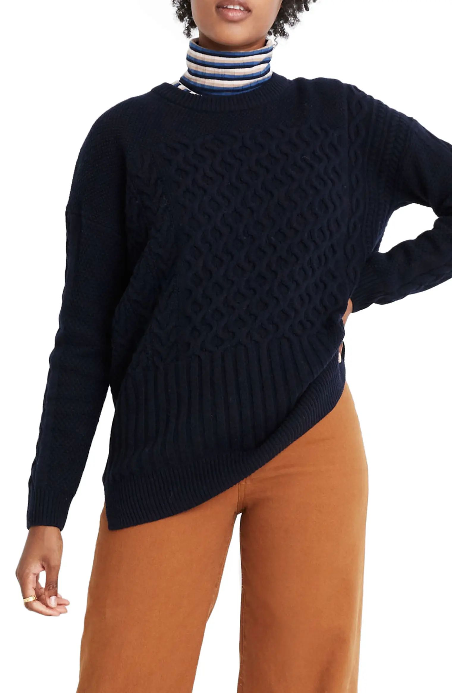 Patchwork Cable Knit Tunic Sweater | Nordstrom