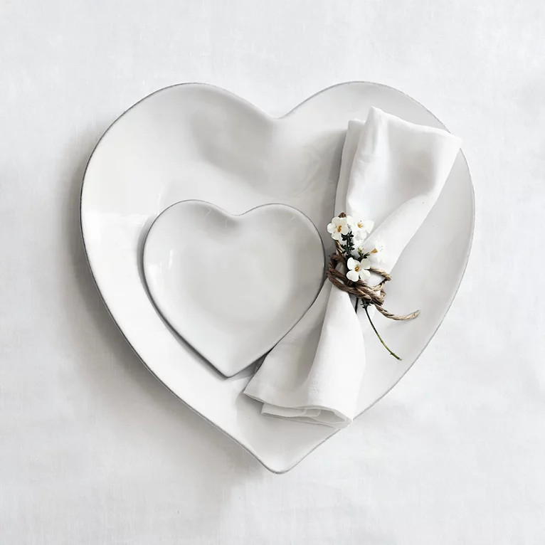 Porto Stoneware Heart Dinner Plate | The White Company (UK)