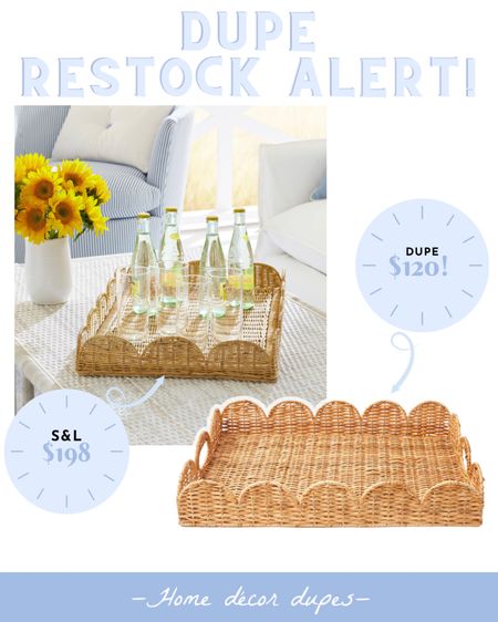 Yay!! Dupe restock alert!! This pretty real wicker Scallop tray DUPE is back online and $120 compared to Serena & Lily’s $198!

Not as great of a deal as the HomeGoods dupe, but this one is real wicker where the HomeGoods one was faux and plastic. This dupe would make a great gift for any Coastal grandmother or grandmillenial friend in your life! 🎁🤍

#LTKGiftGuide #LTKsalealert #LTKhome