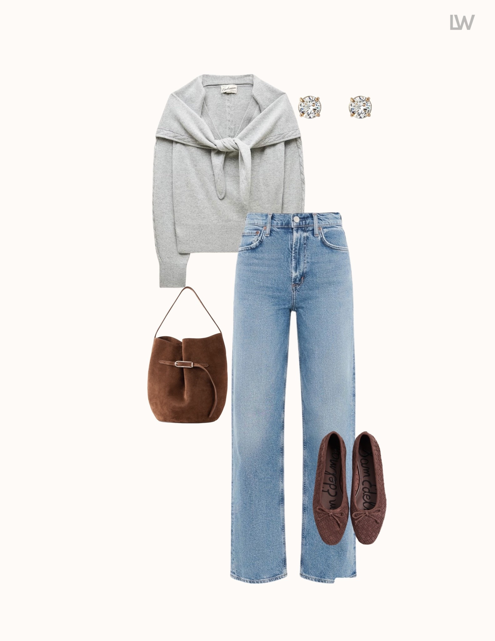 Fall capsule outfit! I wear S in top and 26 in jeans.