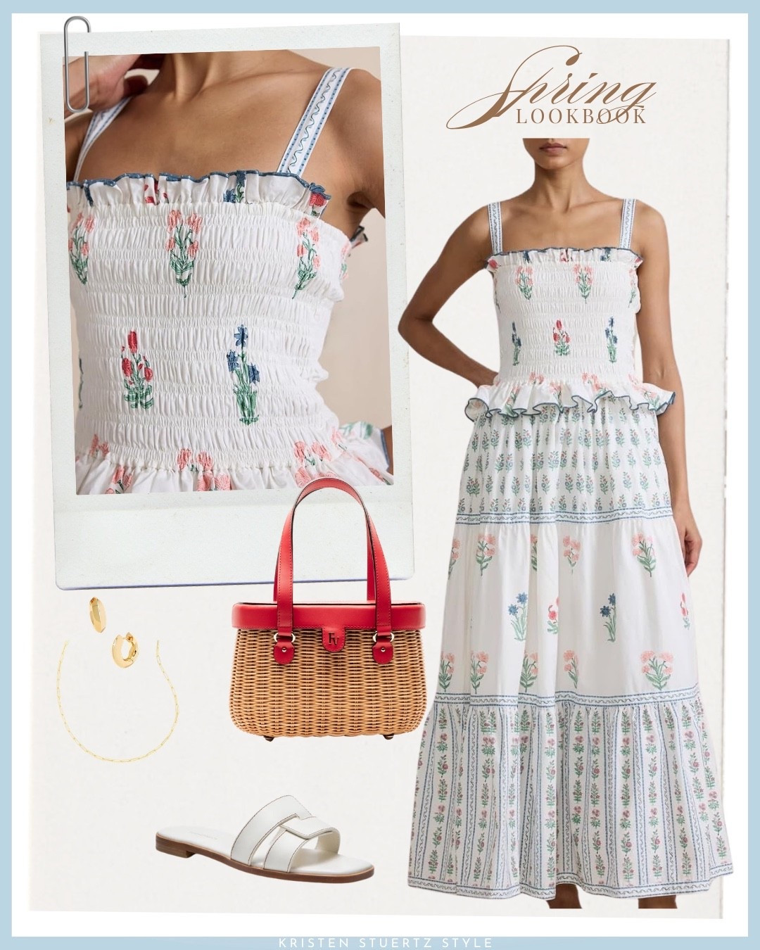 The prettiest Tnuck inspired dress at an affordable price point! I’ve paired this floral maxi dress with a Frances Valentine basket bag, Tnuck leather sandals, and coordinating Kendra Scott jewelry.

@ltk #spring outfits #resort wear 2026 #ltkshoecrush #ltktravel

#LTKootd #LTKTall #LTKOver40