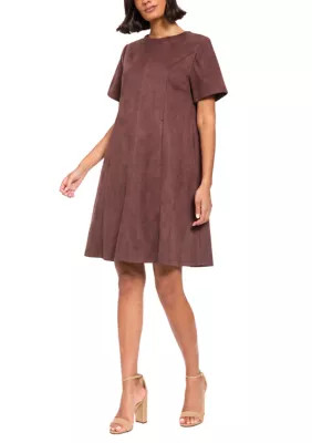 Women's Short Sleeve Suede Babydoll Dress | Belk