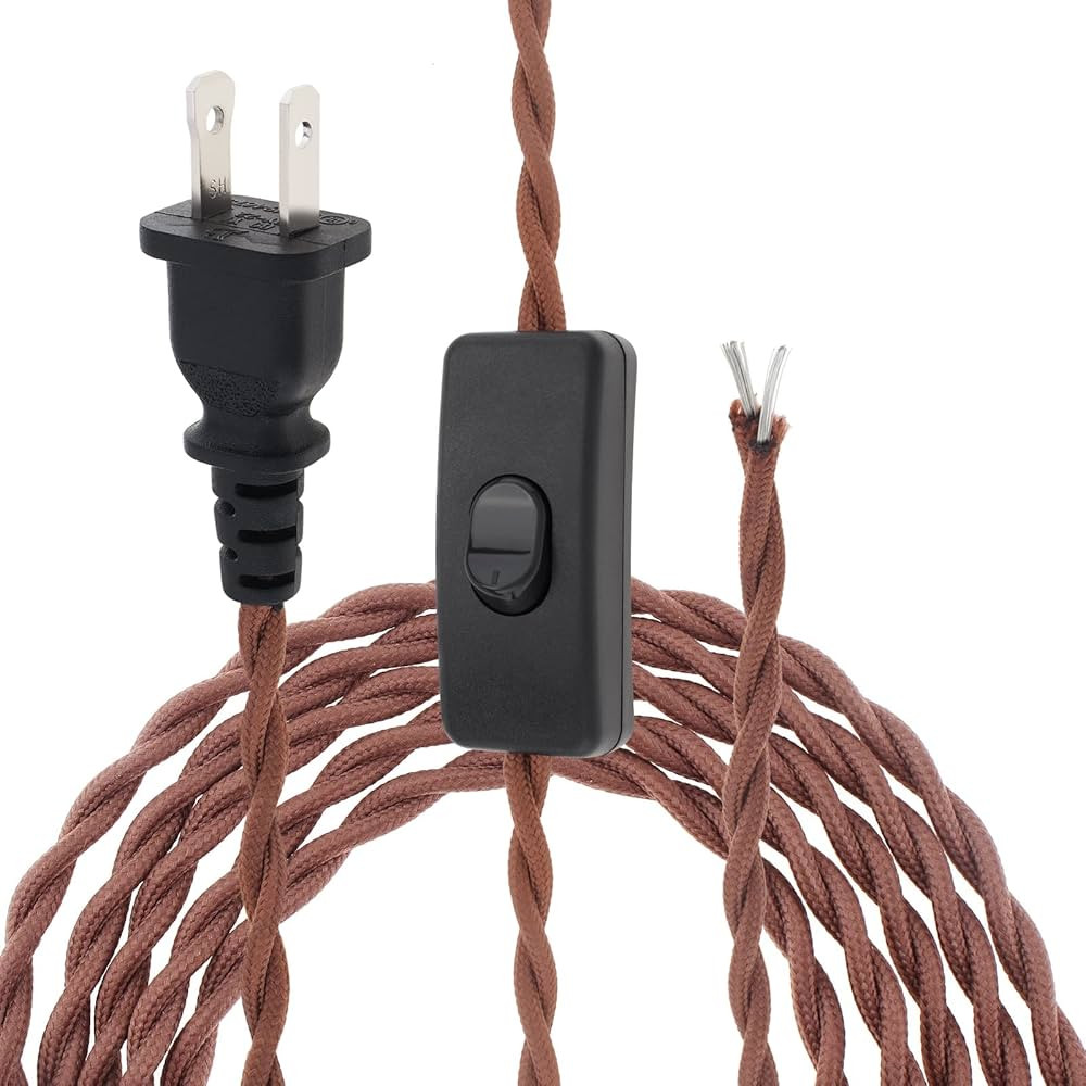 RTNLIT 6Ft Twisted Cloth Covered Lamp Cord with Switch Button and Molded Plug,18-Gauge Fabric Ele... | Amazon (US)