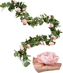 PONKING Flower Garland, Artificial Rose Vine Flowers with Green Leaves, Hanging Fake Roses Vine f... | Amazon (US)