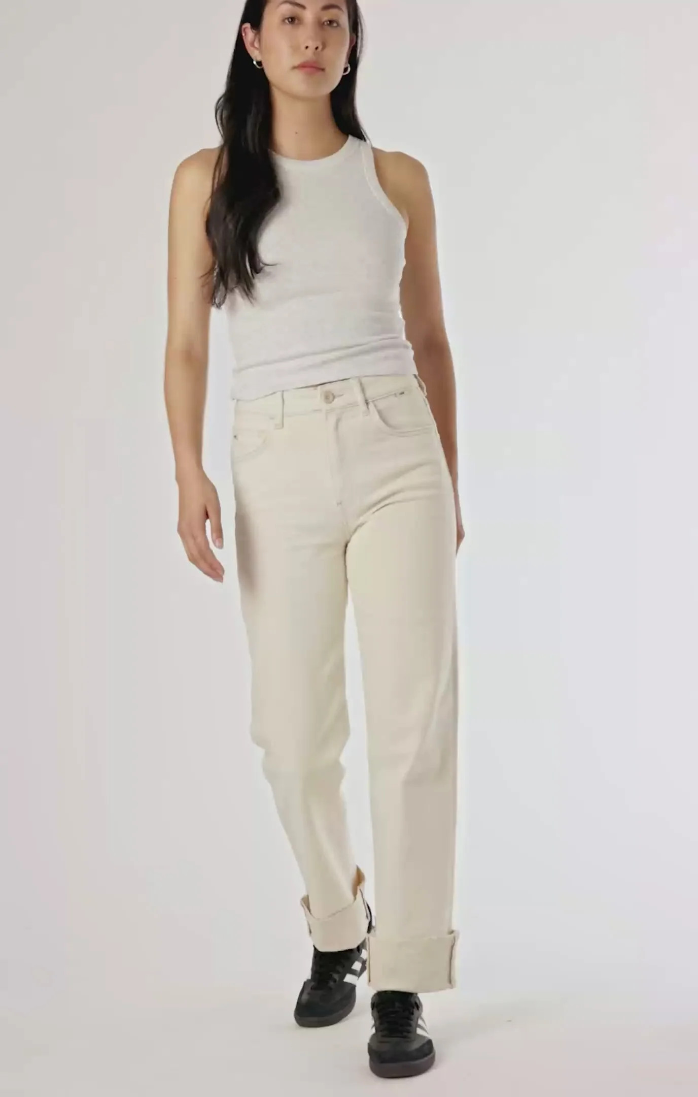Mavi Women's Savannah Cuffed Straight Leg In Natural Ecru Denim | Mavi CA