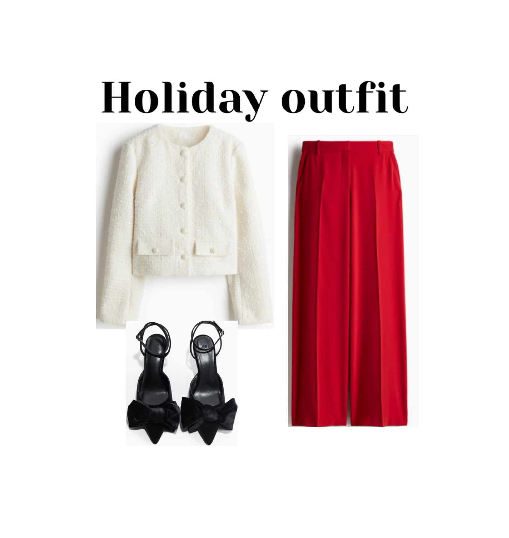 Holiday outfit, red pants, trousers, bow heels, sweater, cardigan 

#LTKHoliday #LTKFindsUnder100 #LTKShoeCrush
