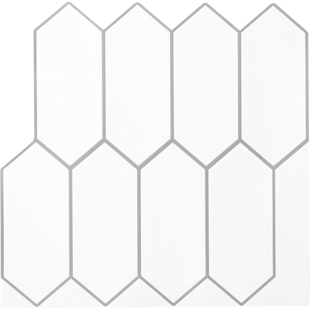 WallPOPs White and Off-White Rhombus Wall Applique Peel and Stick Backsplash Tiles, White & Off-Whit | The Home Depot