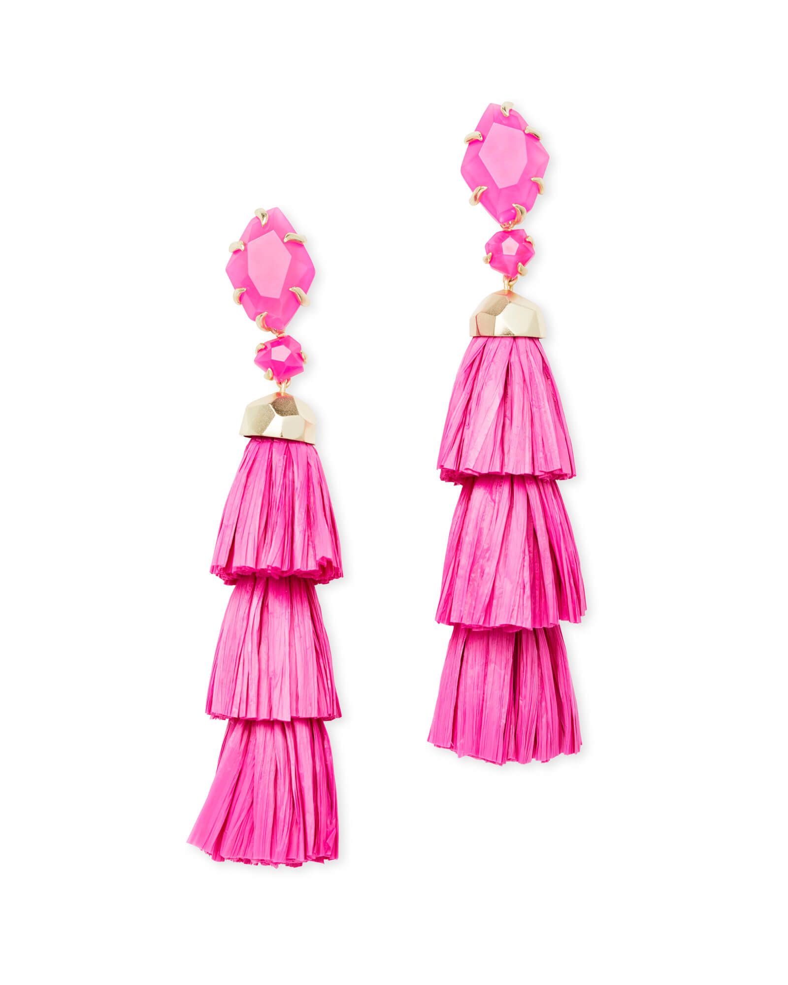 Denise Gold Statement Earrings In Pink Agate | Kendra Scott