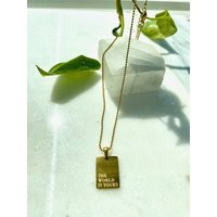 18K Gold Stainless Steel Necklace | The World Is Yours Affirmation Inspiration Friendship Gift Engra | Etsy (US)