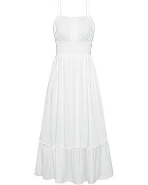 GRACE KARIN Women's Summer Maxi Dress 2026,Smocked Ruched Bust Sundress with Adjustable Straps & ... | Amazon (US)