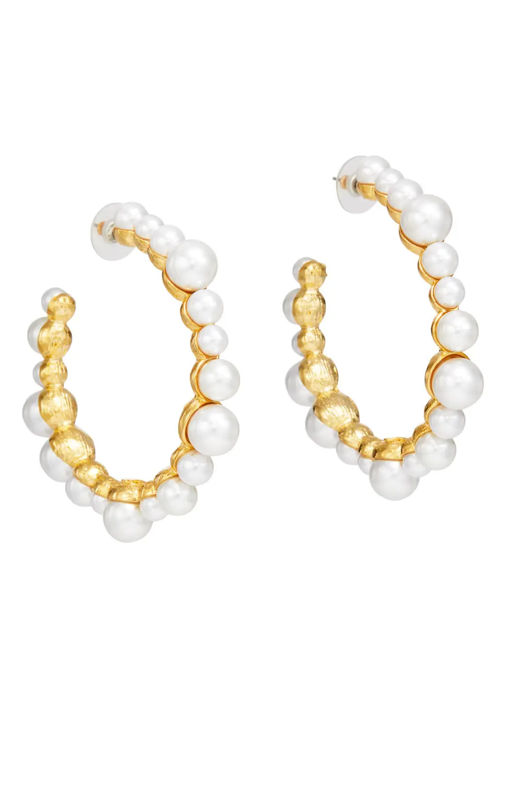 Kenneth Jay Lane White Pearl Hoop Earrings | Rent The Runway