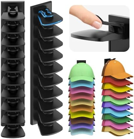 Hat Organizer for Baseball Caps, 2 Pack Hold Up to 40 Hats, Hat Rack for Wall Space Saving, Hat H... | Amazon (US)
