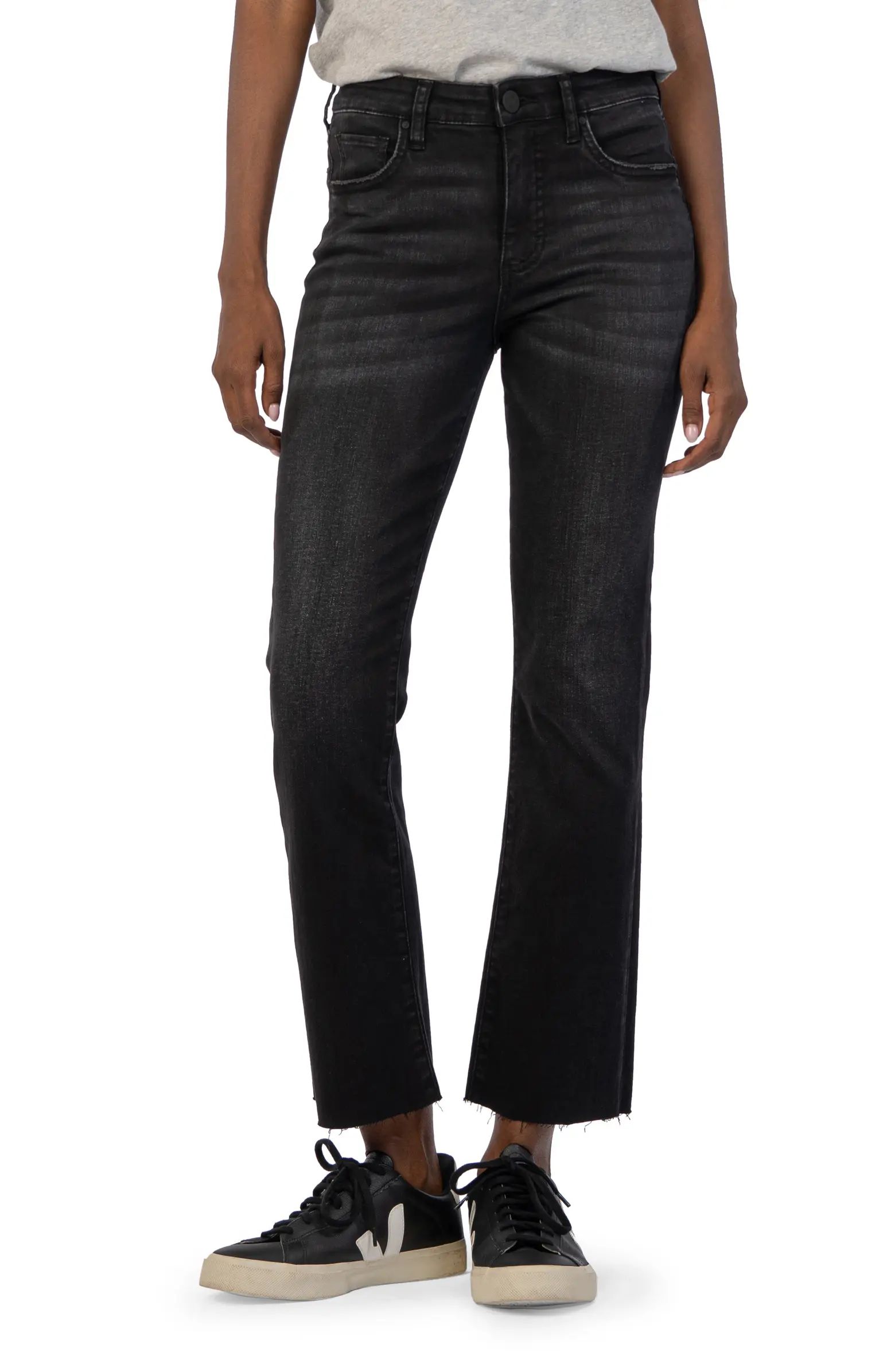 Kelsey Fab Ab Raw Hem High Waist Ankle Flare Jeans | Nordstrom