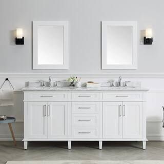 Home Decorators Collection Sonoma 72 in. W x 22 in. D x 34 in H Bath Vanity in White with White C... | The Home Depot
