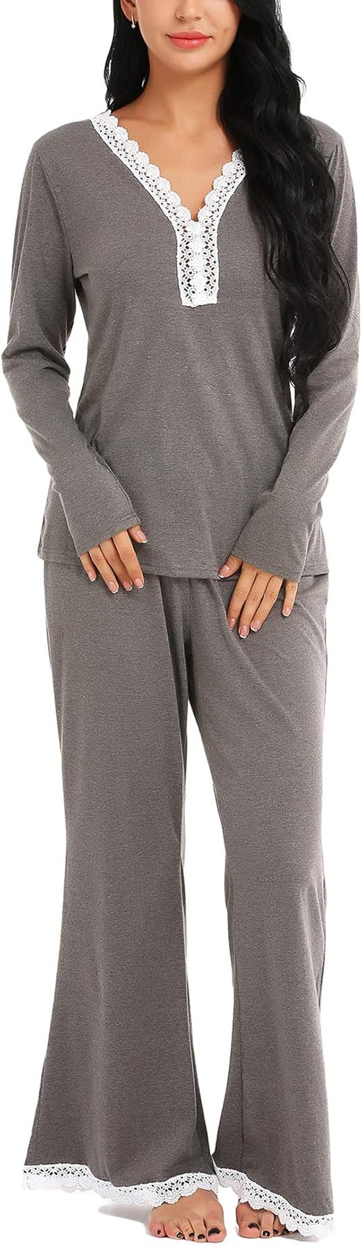 ARANEE Women's Pajamas Set Long Sleeve Sleepwear Soft Pj Set Lounge Nightgowns | Amazon (US)