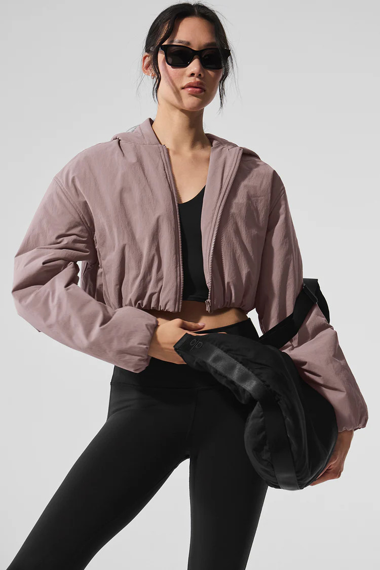 Cropped Mountain Peak Full-Zip Hoodie - Mushroom | Alo Yoga (US)