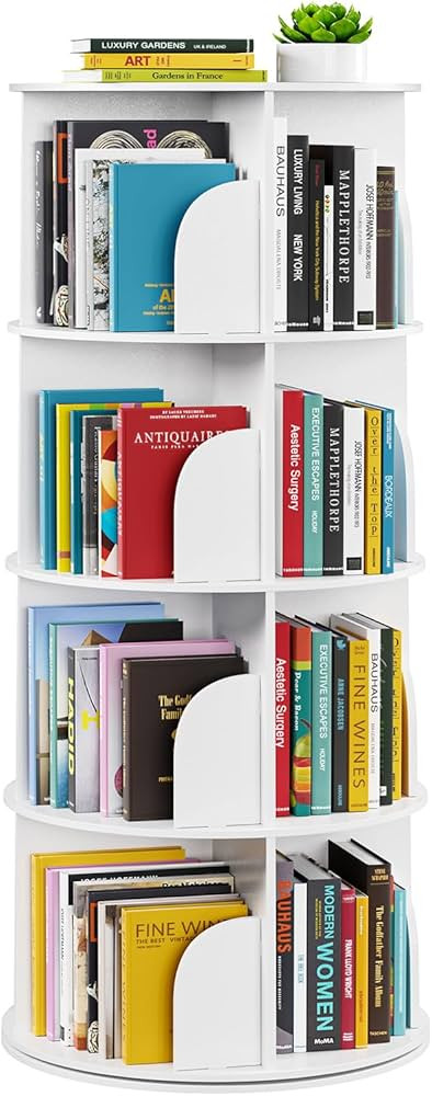SpaceAid 4 Tier Rotating Bookshelf Tower, Spinning Bookcase Lazy Susan, Revolving 360 Book Shelf ... | Amazon (US)