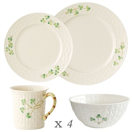 Shamrock 16 Piece Dining Set | Belleek Pottery