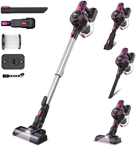 INSE Cordless Vacuum Cleaner, 6-in-1 Rechargeable Stick Vacuum with 2200 m-A-h Battery, Powerful Lig | Amazon (US)