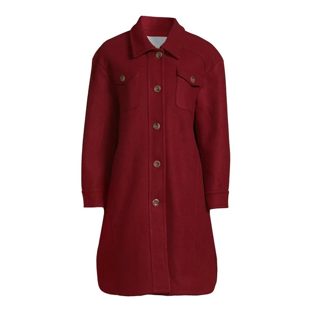 Time and Tru Women's and Plus Long Shacket Coat - Walmart.com | Walmart (US)