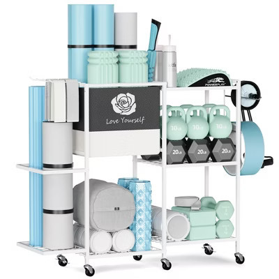 MOEPISY Home Gym Storage Rack Gym Workout Equipment Storage Organizer Fitness Weight Rack on Wheels | Target