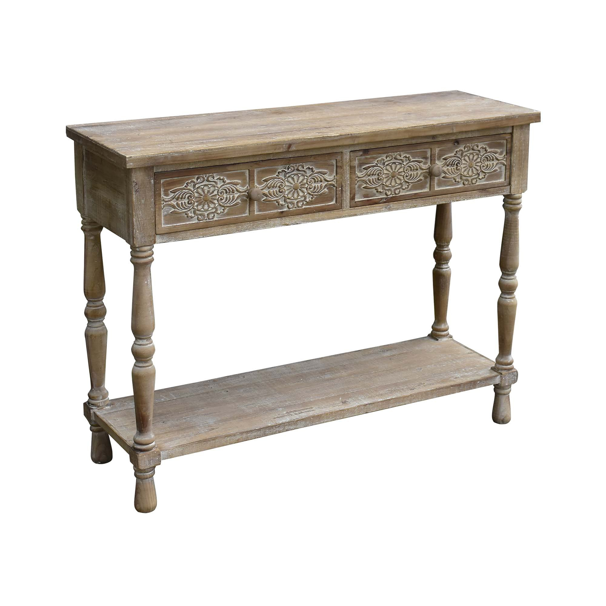 CreativeWise Accent Wood Console Table, Entrance Table with 2 Carved Drawer and 1 Bottom Shelf, V... | Amazon (US)