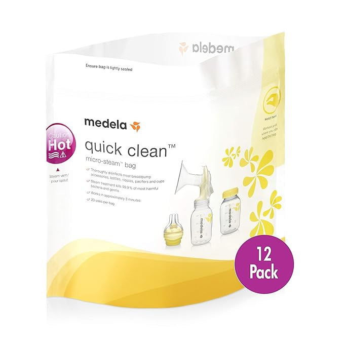 Medela Quick Clean Micro-Steam Bags, 12Count Sterilizing Bags for Bottles & Breast Pump Parts, El... | Amazon (US)