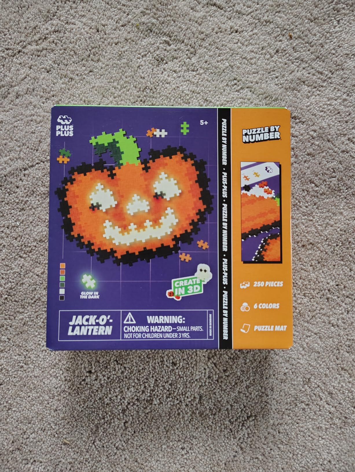 PLUS PLUS Puzzle By Number, Jack-o'-Lantern - 250 pc Halloween Building Toy | Amazon (US)