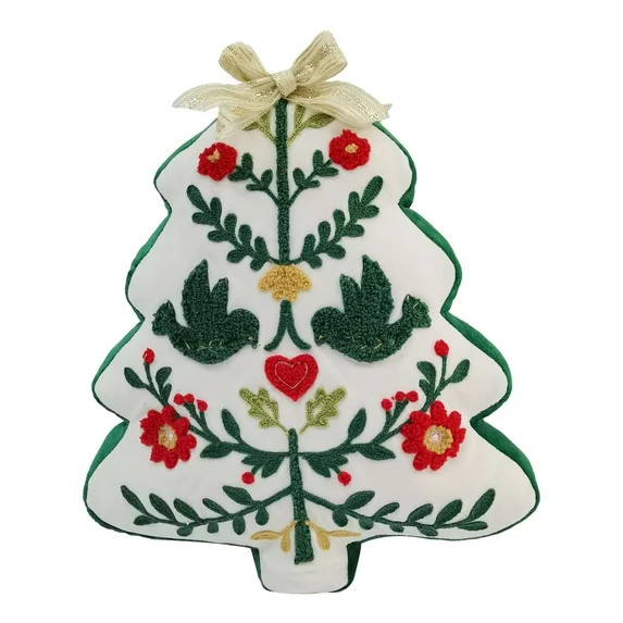 Velvet Tree Shaped Christmas Pillow,Width is 13.5inch,Height is 13.5inch,by Holiday Time | Walmart (US)