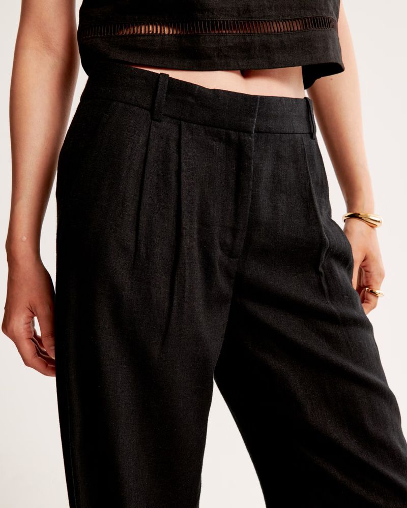 Women's A&F Sloane Low Rise Tailored Linen-Blend Pant | Women's | Abercrombie.com | Abercrombie & Fitch (US)