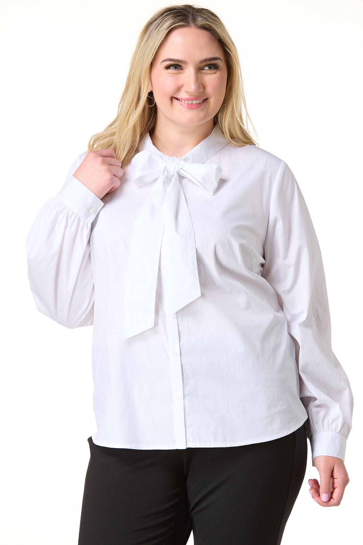 Plus Size Tie Poplin Shirt | Cato Fashions