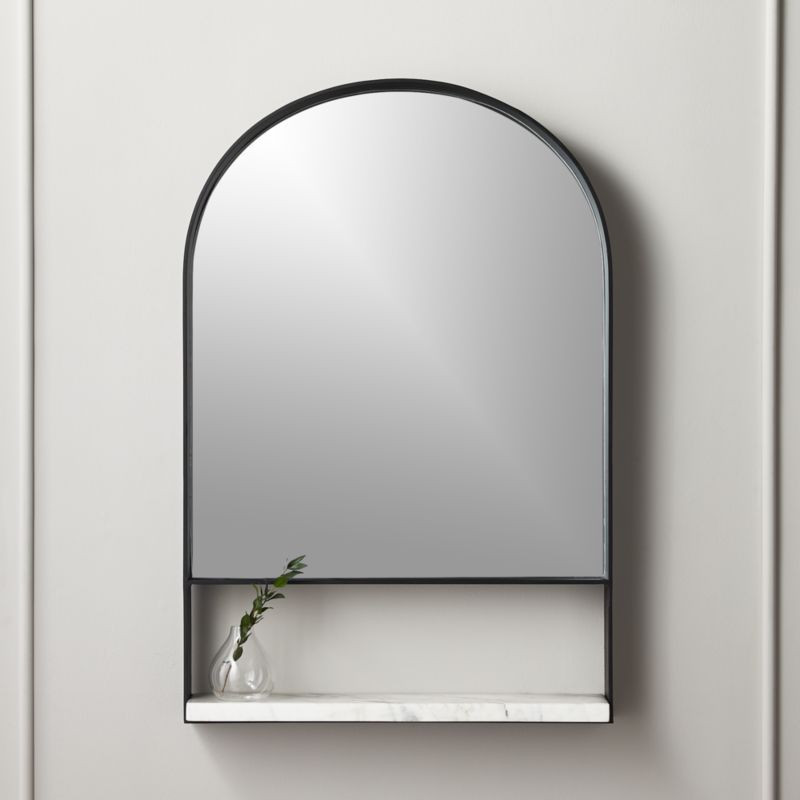 Hugh Wall Mirror with Marble Shelf 24"x36.25" + Reviews | CB2 | CB2