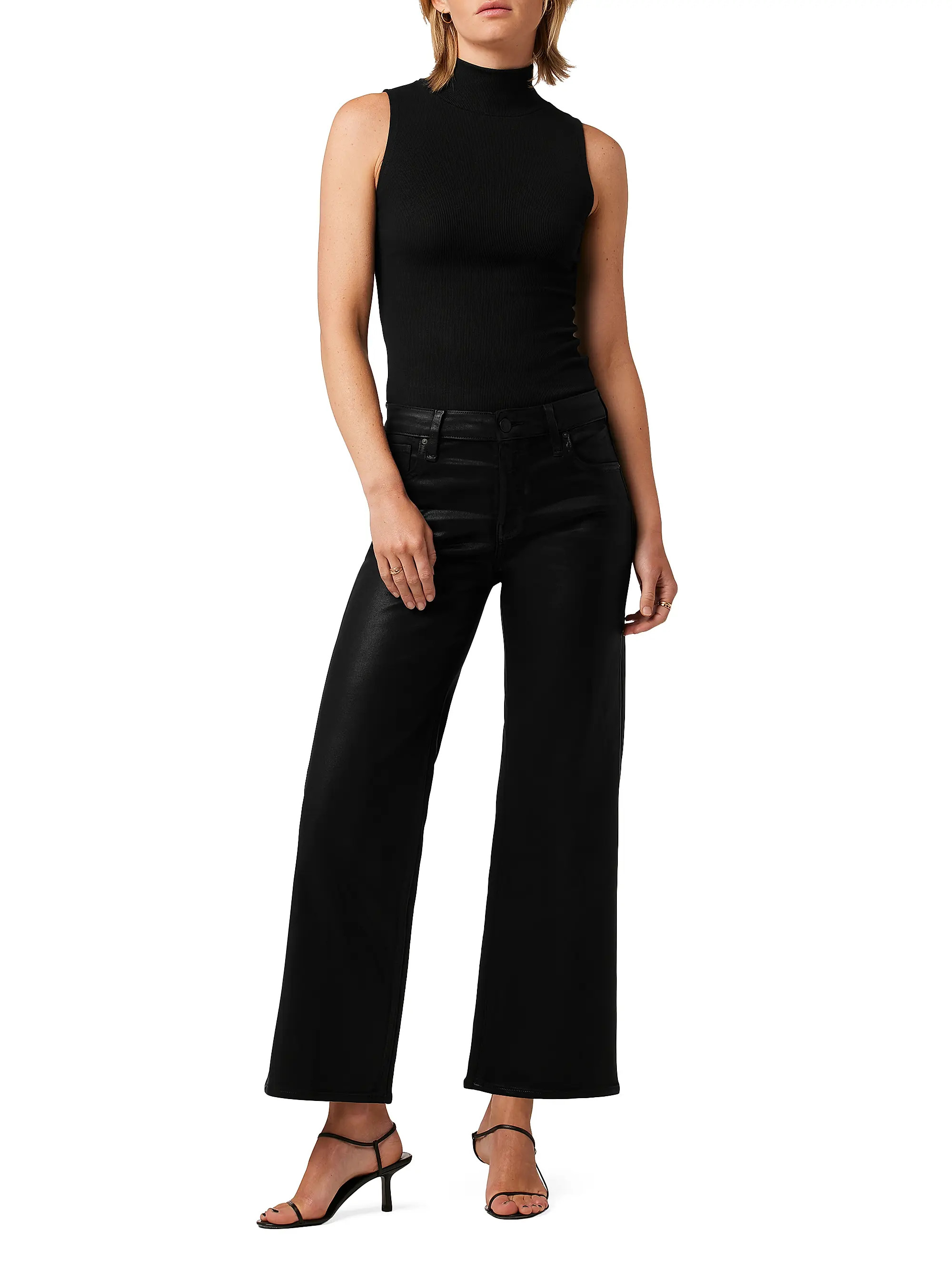 Shop Hudson Jeans Rosie Coated High-Rise Wide-Leg Ankle Jeans | Saks Fifth Avenue | Saks Fifth Avenue