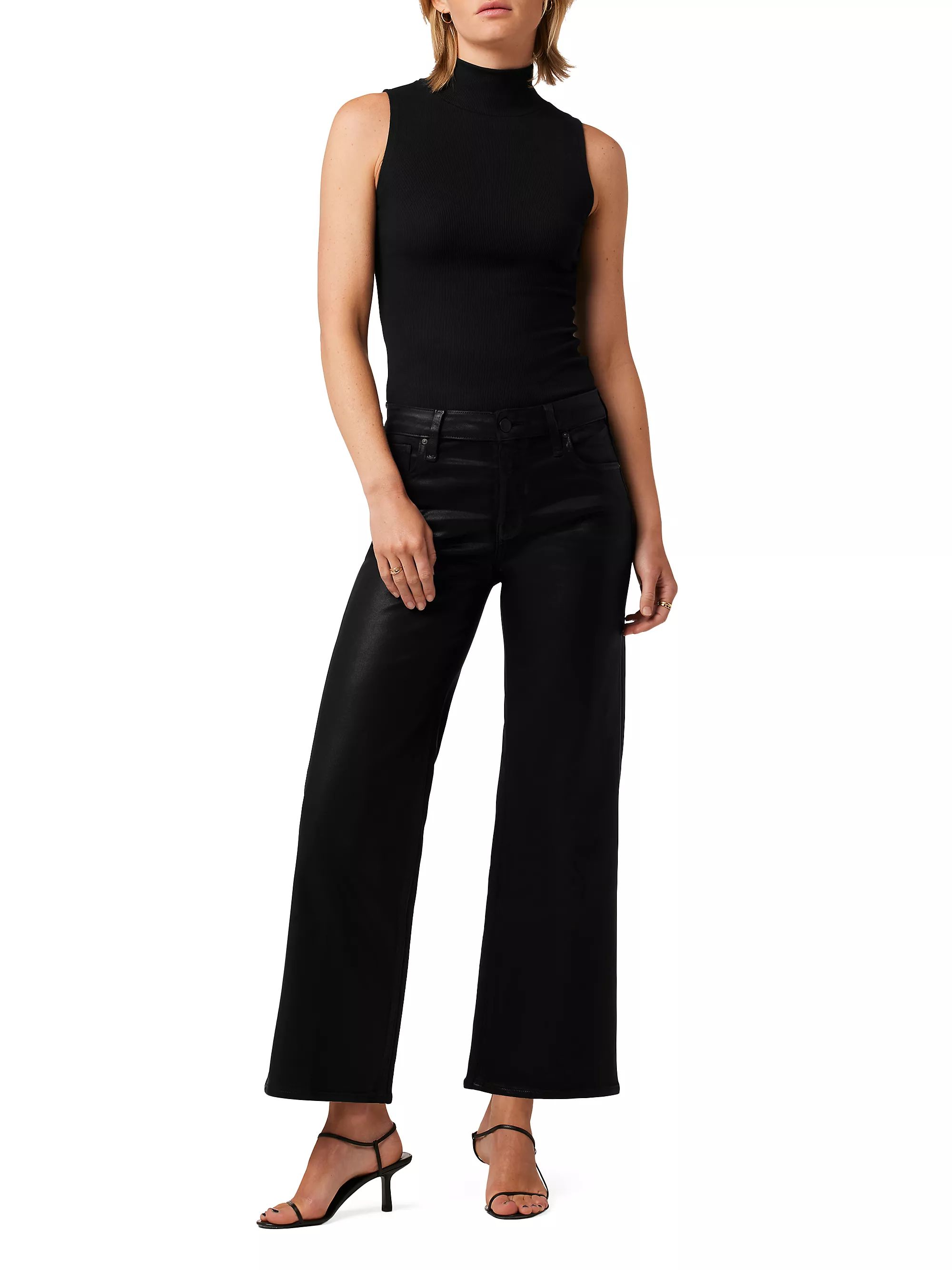 Shop Hudson Jeans Rosie Coated High-Rise Wide-Leg Ankle Jeans | Saks Fifth Avenue | Saks Fifth Avenue