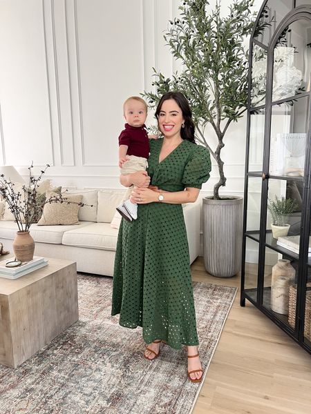 Here's a mommy and me outfit idea: green eyelet midi dress, red baby polo, ivory baby pants and baby Converse sneakers!
#momandme #petitefashion #fallstyle #toddlerclothes

#LTKbaby #LTKfamily #LTKstyletip