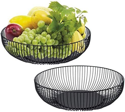 Yesland 2 Pack Metal Wire Fruit Basket- 11 x 6 x 3 Inches - Black Kitchen Countertop Fruit Bowl V... | Amazon (US)