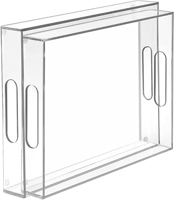 MaxGear Acrylic Decorative Tray Serving Trays with Handles (16 inches, Set of 2), Clear Decorativ... | Amazon (US)