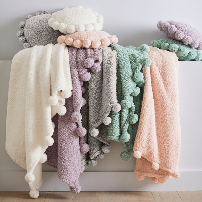 Cozy Pom Sherpa Throw | Pottery Barn Teen | Pottery Barn Teen