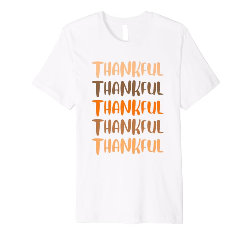 Fall Graphic Tees - Thankful Thankful Thankful Premium T-Shirt | Amazon (US)