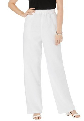 Jessica London Lightweight Linen-Blend Straight-Leg Pants - 28 W, White | Target