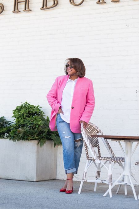 This beautiful blazer-jacket is 50% off with code SHOPTIME!!!  I LOVEEE the oversized fit (I purchased my typical size 16) and that it can be worn as a blazer/jacket or as a coat! 💓💓💓💓