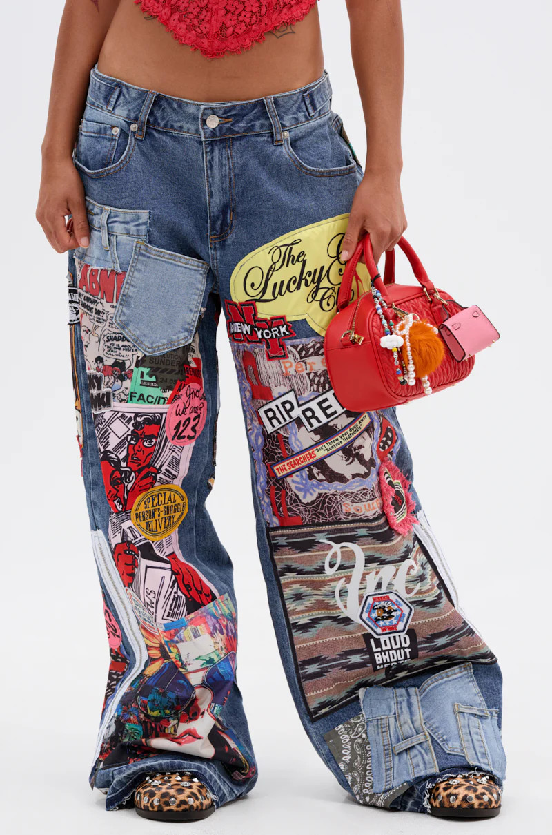 AKIRA So Sick Patchwork Oversized Jeans | Size 9/29 | AKIRA