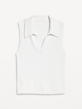 Sleeveless Rib-Knit Cropped Polo for Women | Old Navy (US)