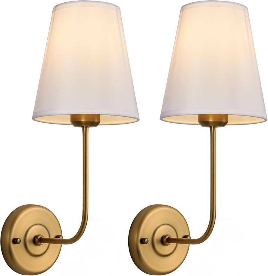Passica Decor Hardwired Wall Sconces Set of 2 Pack Antique Brass Vintage Industrial Wall Lamp Lig... | Amazon (US)